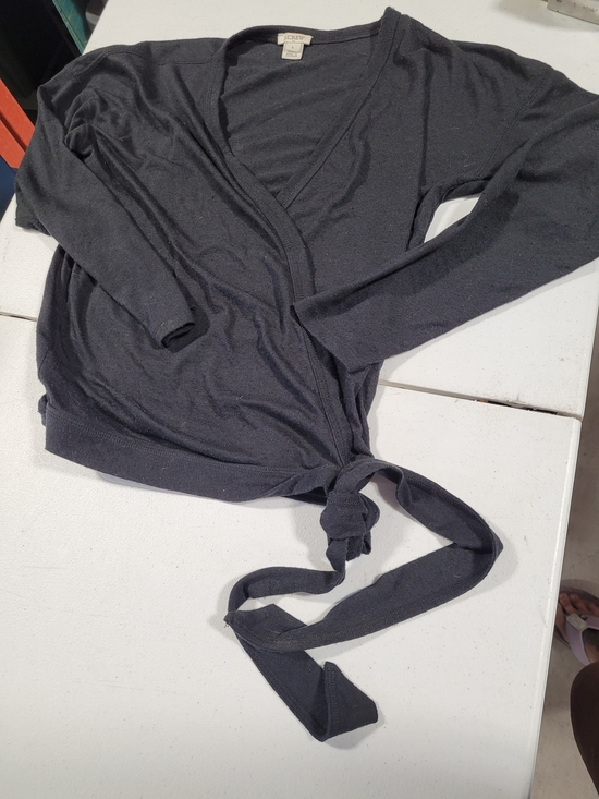 J. Crew Tops - J. Crew Black Wrap Sweater - Women's Long Sleeve Tie Waist